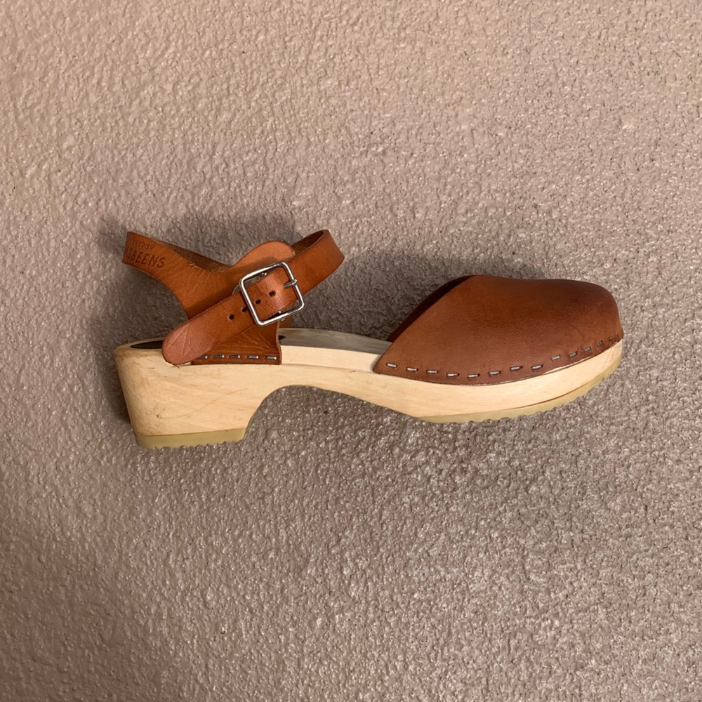 Swedish Hasbeens New Covered Wood and Natural Leather Size 39 / 9